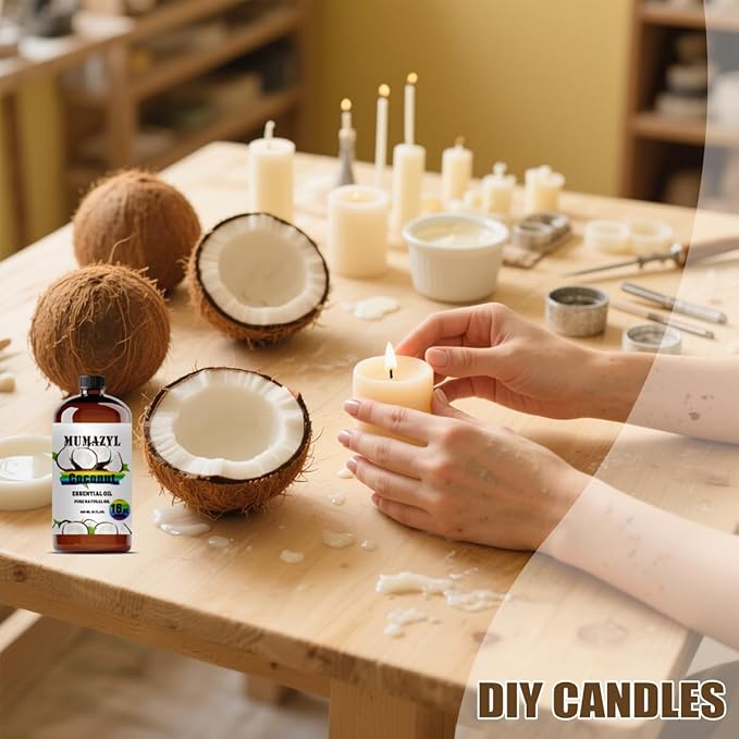 Coconut Essential Oil, Coconut Oil 16 Fl Oz 480ML for Diffuser Humidifier Yoga Cleaning DIY Candle Soap Making Essential Oils