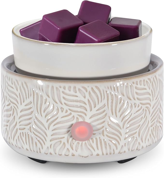 Electric Wax Melt Warmer 4-in-1 Candle Warmer for Scented Wax Melter Cute Ceramic Fragrance Wax Burner for Home Office Bedroom Deco Gift for Women White