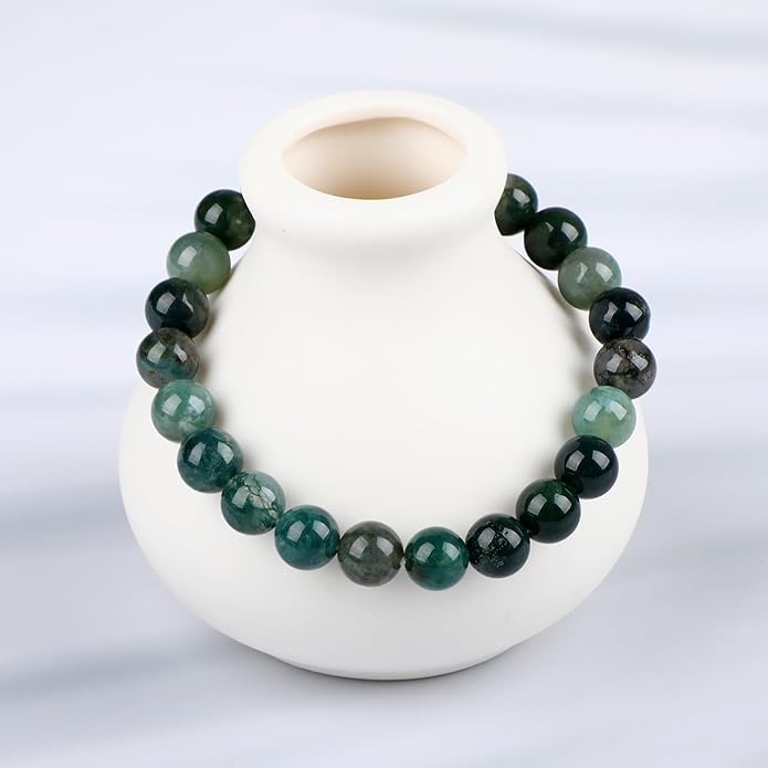 LPBeads Handmade Natural Gemstone Stretch Elastic Bracelet Healing Crystal Round Stone Beads Jewelry Gifts for Women Men
