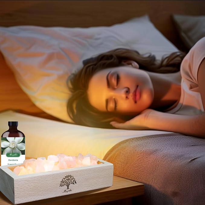 Himalayan Salt Lamp Diffuser - 300g Pink Salt with Wood Base, USB Powered, Warm Light for Aromatherapy, Relaxation, Meditation, Home Decor, Gifts