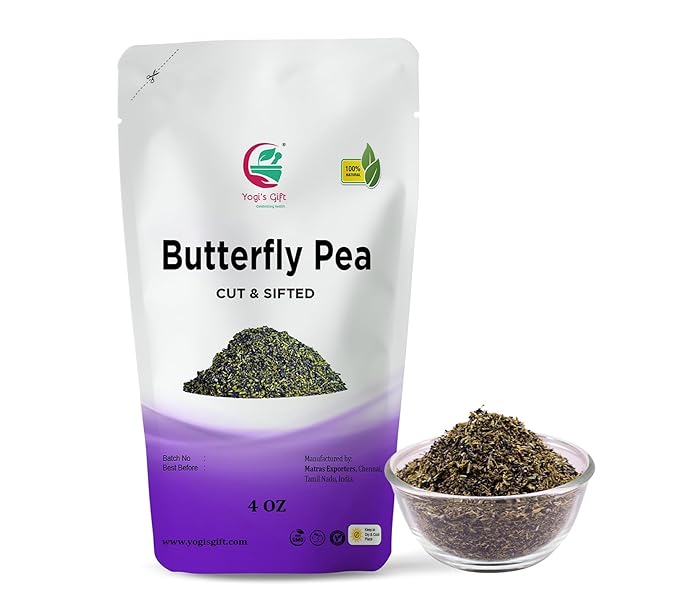 Butterfly Pea Flower 4 oz, Loose Leaf Cut & Sifted (300+ Cups), Non-GMO Dried Flowers, Natural Blue, Purple Drinks & Food Coloring, Premium Quality, By Yogi’s Gift®