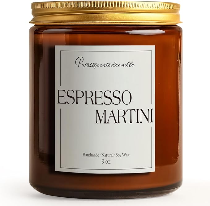 Espresso Martini Highly Scented Candles for Home, 9oz Natural Soy Aromatherapy Coffee Candle with Essential Oil, Home Fragrance Stress Relief & Meditation Jar Candles Gifts for Men Women