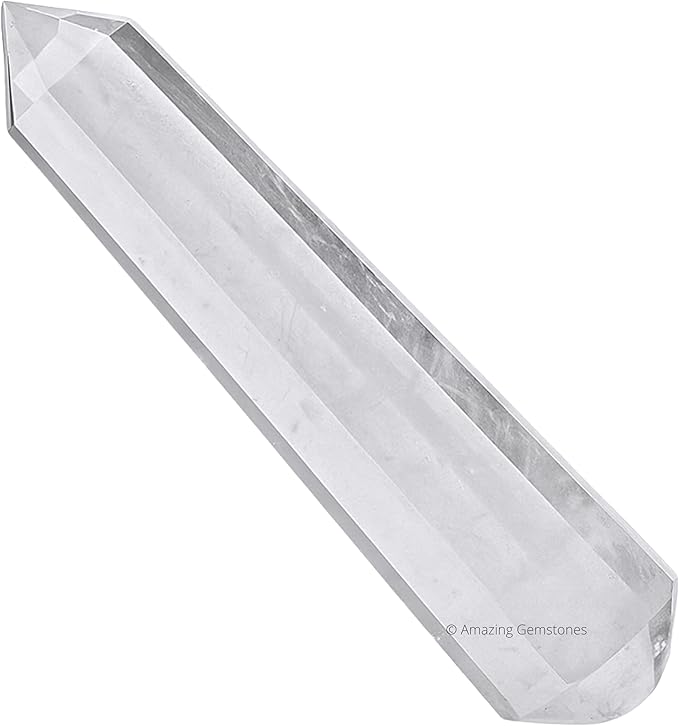 Amazing Gemstone Clear Quartz Crystal Wand Massage Stick - Pelvic Wand Gua Sha for Adults - Crystals and Healing Stones Massage Wands for Adults Gifts (Pointed)