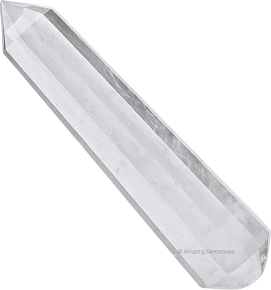 Amazing Gemstone Clear Quartz Crystal Wand Massage Stick - Pelvic Wand Gua Sha for Adults - Crystals and Healing Stones Massage Wands for Adults Gifts (Pointed)