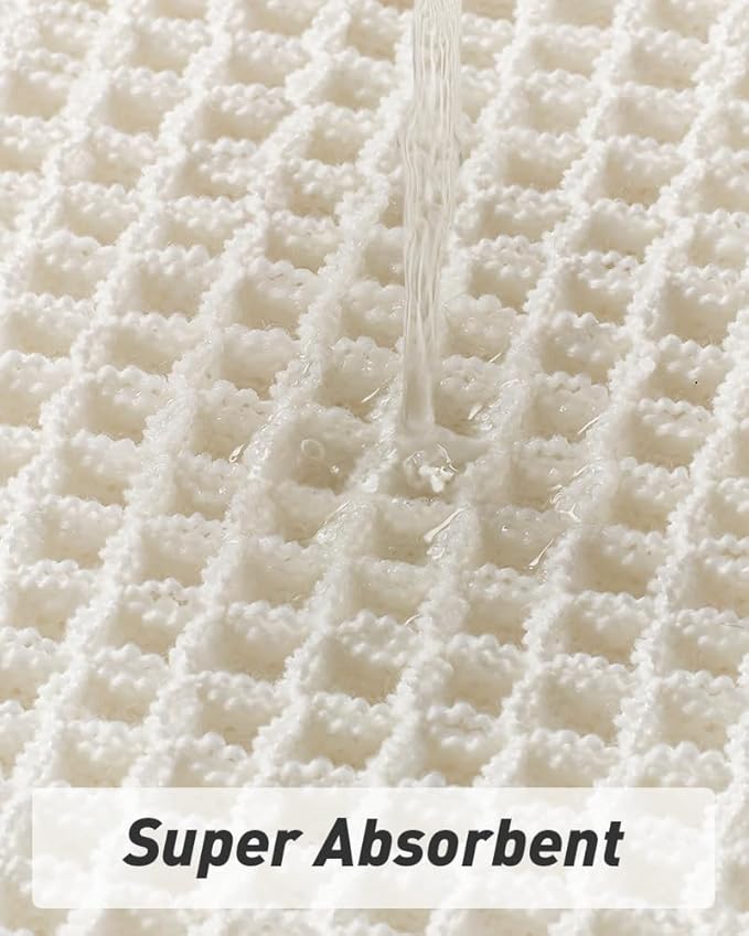 AMOAMI Waffle Runner Rug Super Absorbent Non Slip Bath Mats for Bathroom Floor, Machine Washable Boho Bathroom Runner Rug with Tassels, Ideal for Hallway Bedroom Laundry Room, 17" x 48"