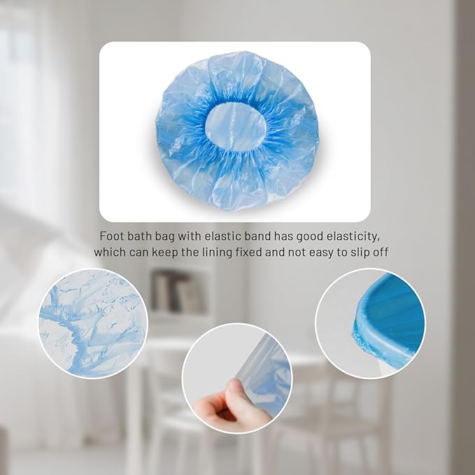 25Pcs Blue Pedicure Liners, Disposable Unbreakable Cleansing Foot Pads Bath Pedi Liners, One Size Fits Most Foot Spa for Bath Pedicure Supplies Spa Kit with Elastic Band for Feet Soak Hotel Home Use