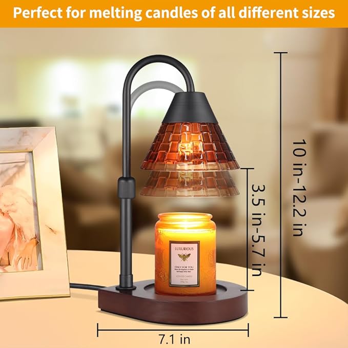 Candle Warmer Lamp with Timer, Dimmable Electric Candle Warmer Melter for Scented Candles Top-Down Melting,Home Decor Mothers Day Birthday Gifts for Women Mom Grandma(Brown Glass)
