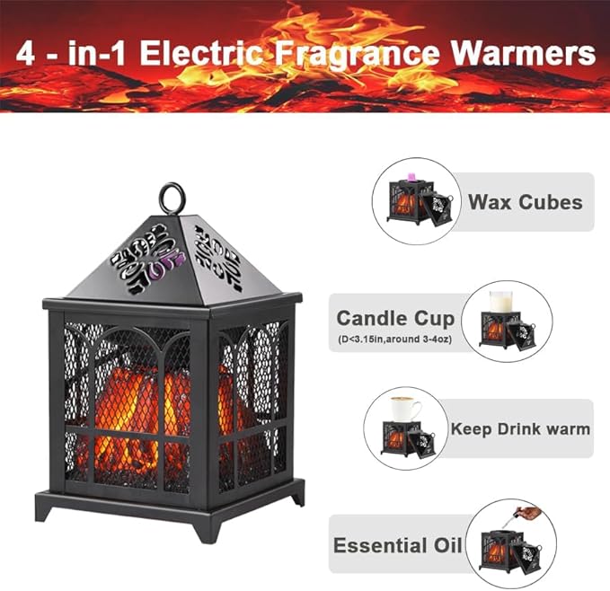 Dicimi 4-in-1 Wax Melt Warmer - Metal Wax Melt Warmer for Scented Wax,Candle Wax Burner,Fragrance Warmer Wax Melt Melter for Home Decor Office,Birthday Present for Women(Black, House)