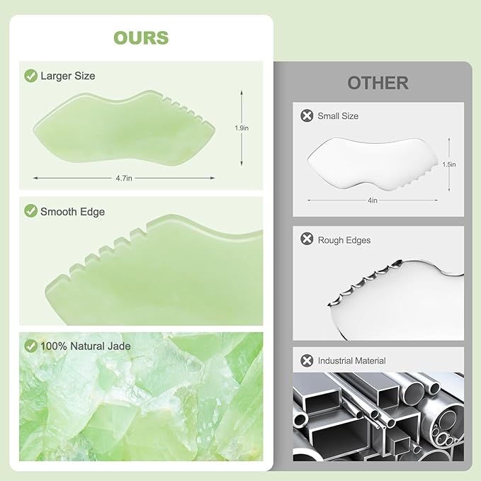 airogym 2PCS Jade Stone Gua Sha Set Face Massager Jade Facial Tools Body Lymphatic Drainage Massager, Guasha Face Sculpting Tool Skin Care Set Gifts for Women Gua Sha Sculpting for Tighten Skin