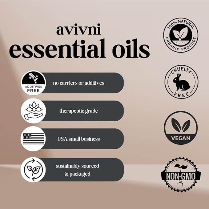 Avivni Lemongrass Essential Oil - 100% Pure & Natural, Organic, Undiluted for Aromatherapy, Skin, Hair, Diffuser (0.33oz - 10ml)…