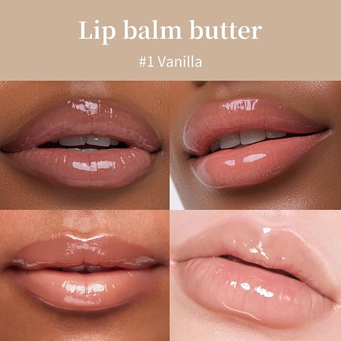 Butter Lip Balm, Nourishing And Hydrating Lip Gloss, Long-Lasting Moisturizing Non-Sticky Lip Tint, Soothes And Softens Dry Lips Natural Ingredient Lip Care (#1 Vanilla)