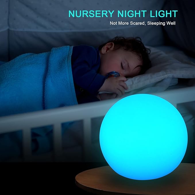 8-Inch Rechargeable LED Orb Light – 16 Color Glow Sphere, 4 Modes, Waterproof Ambient Lighting Ball, Glowing Orb for Indoor, Outdoor, Pool, Room, and Patio Decor