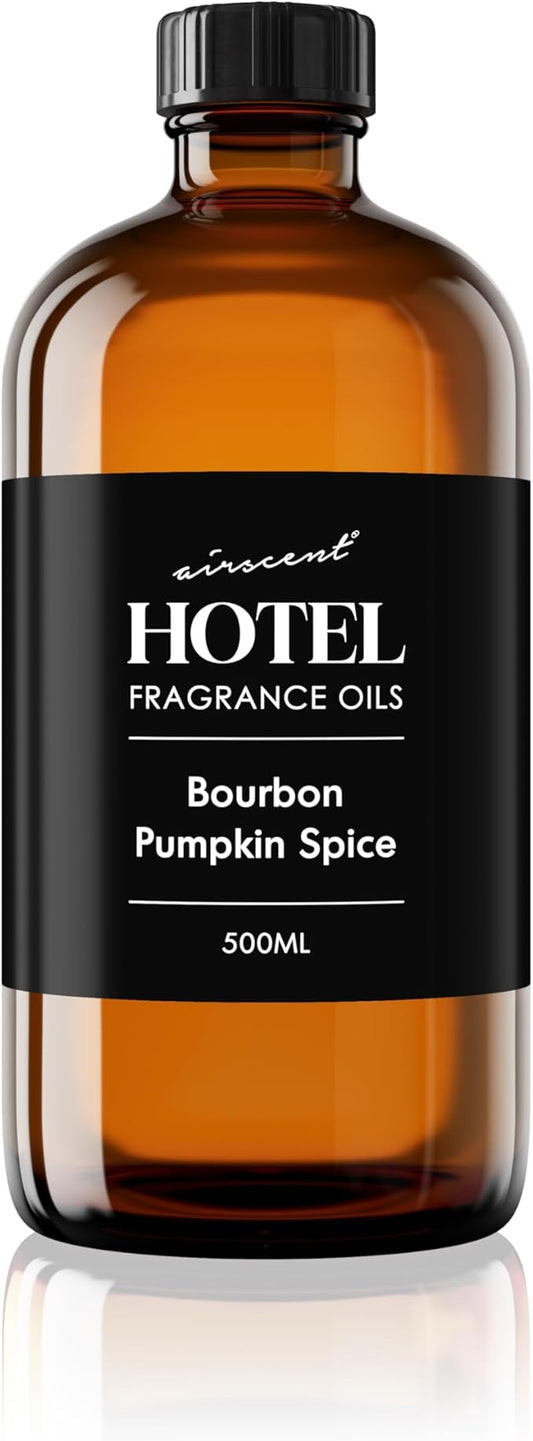 AirScent Bourbon Pumpkin Spice Holiday Diffuser Oil - Premium Holiday Fragrance Oil for Ultrasonic and Waterless Diffusers and Crafting - 500 ml, 16.9 fl oz Glass Bottle