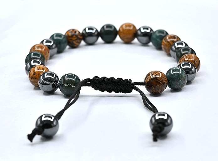 Natural Healing Crystal Bracelet for Women - Mens Bracelet Energy Balancing Gemstones Set - Adjustable Stone Bead Bracelet for Men and Women - Chakra Crystal Therapy Accessory, Meditation