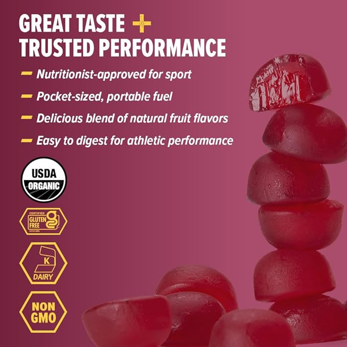 Honey Stinger Organic Pomegranate Passionfruit Energy Chew, Gluten Free & Caffeine Free, for Exercise, Running and Performance, Sports Nutrition for Home & Gym, Pre and Mid Workout, 12 Pack