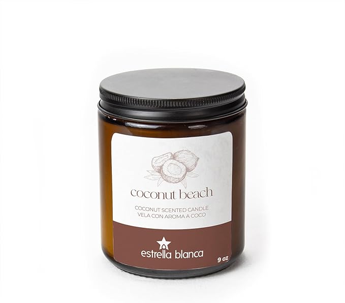 Coconut Beach Scented Candle, 9oz Soy Wax, Tropical Coconut Aroma, Long-Lasting Burn, Beach-Inspired Aromatherapy, Great for Gifting, Birthdays, Home Decor & Relaxation.