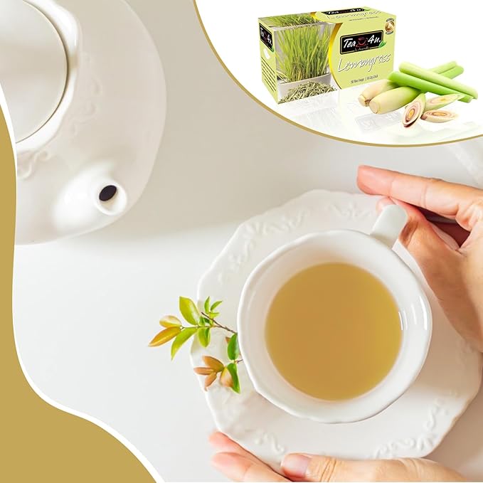 TEA 4U. BY ANVERALLY Lemongrass Herbal Tea Bags - 25 Count (Caffeine Free, Soothing Brew, Authentic & Fresh Flavor)