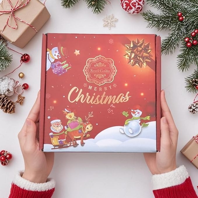 Christmas Scented Candle Set – Holiday Soy Wax Aromatherapy Candles for Home Décor, Winter Relaxation & Stress Relief, Festive Gift for Women, Stocking Stuffers, Secret Santa