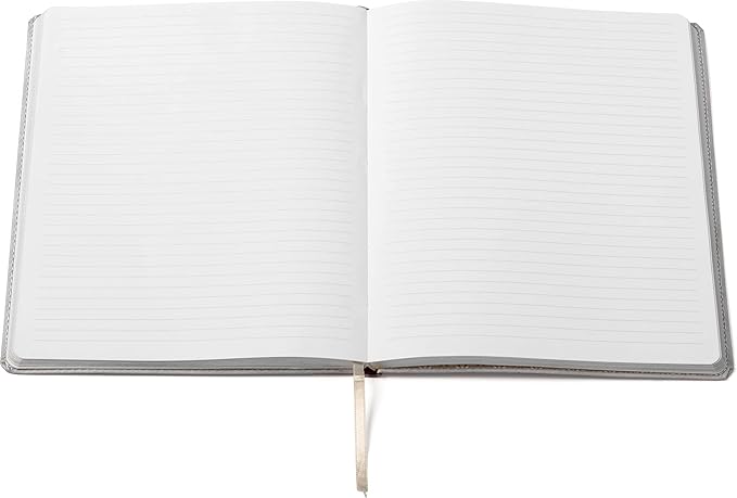 Eccolo Large Lined Journal Notebook, Flexible Cover, Writing Journal, 256 Ruled Ivory Pages, Ribbon Bookmark, Lay Flat, Desk Size for Work or School, Size Large, Be Bold - Gray