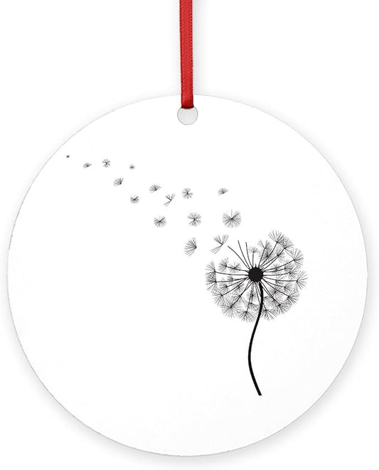 CafePress Blowing Dandelion Round 4" MDF Holiday Ornament