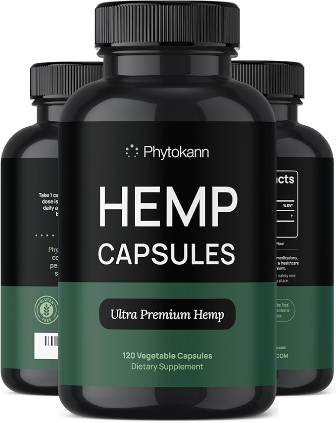 Hemp Oil Capsules Supplement | 120 Servings | Calm & Discomfort - Natural Stress and Immune Health w/Omega 3 6 9 - Made in USA