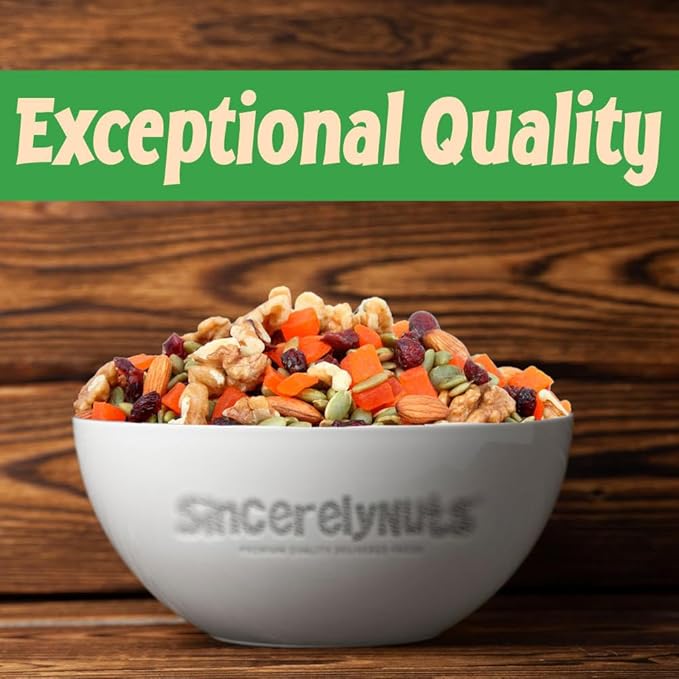 Sincerely Nuts Omega 3 Trail Mix - Whole Pumpkin Seeds, Sweetened Dried Cranberries & Mango Chunks, Unsalted Almonds & Chopped Walnuts - Kosher, Vegan & Gluten Free Heart Healthy Snacks, 1 lb