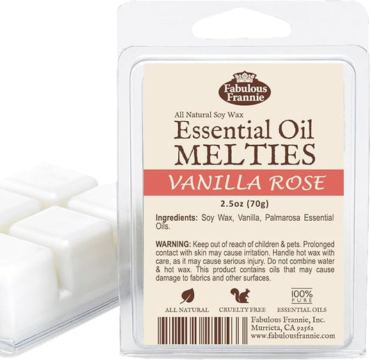 Fabulous Frannie Vanilla Rose Pure & Natural Soy Candle Meltie/Tart/Melts Made with Pure Vanilla & Palmarosa Essential Oils 2.5oz