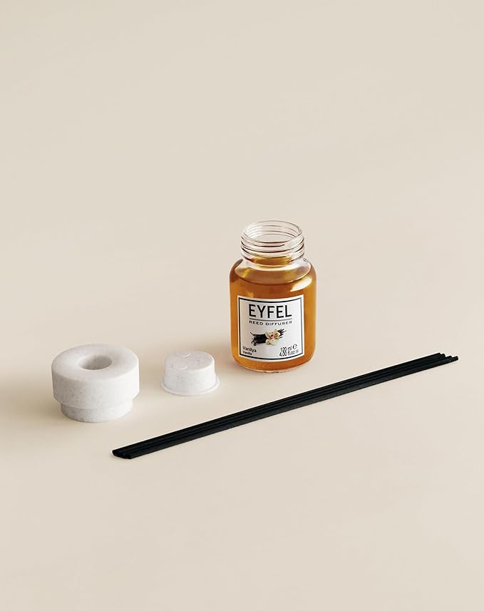 EYFEL Reed Diffuser Set for Home - Vanilla Scent 4.05 fl oz With Sticks for Bathroom