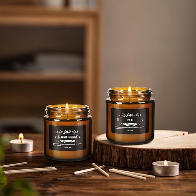 12 Pack Black Apothecary Jar Scented Candles - Natural Soy Wax with Premium Essential Oils, Lavender, Rose, Vanilla & More, 3.5oz/100g Each, Relaxing Aromatherapy Gift Set