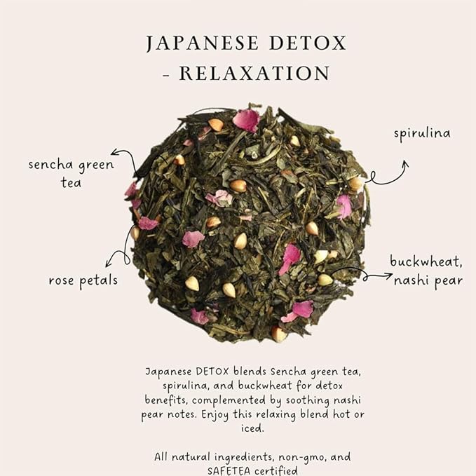 Palais des Thés - Organic Japanese Wellness Green Tea for Relaxation with Spirulina, Buckwheat, and Nashi Pear - Premium Loose Leaf, 4.2oz Tin
