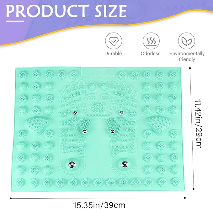 Feet Massage Pad Massager Tool Foot Acupressure Mat Pressure Relief Pad Foot Acupressure Cushion Shiatsu Reflexology Massager (Green)