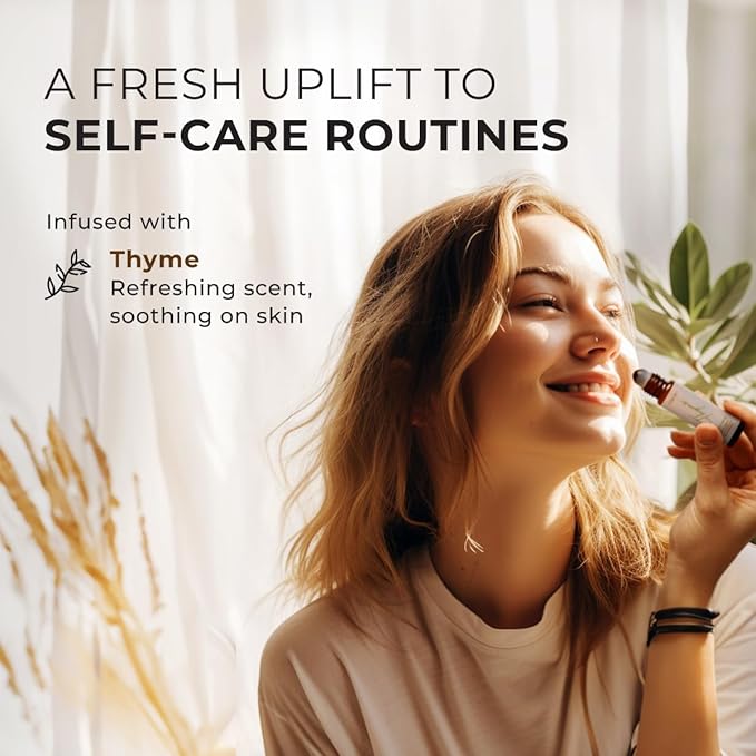 Gya Labs Thyme Essential Oil Roll On - 0.34 Fl Oz - Travel Size Roller for Camping, Skin, Aromatherapy Relief, Convenience