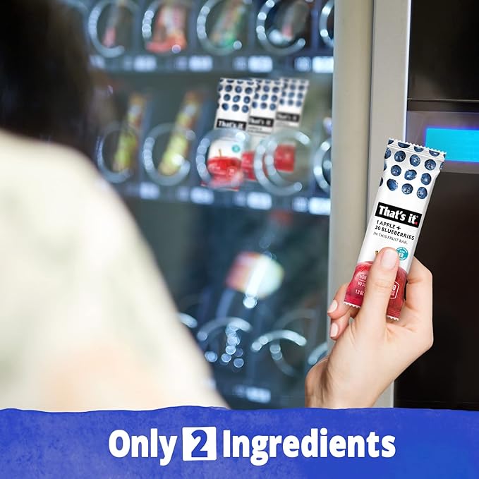 That's it. Apple + Blueberry 100% Natural Real Fruit Bar, Best High Fiber Vegan, Gluten Free Healthy Snack, Paleo for Children & Adults, Non GMO No Sugar Added, No Preservatives Energy Food (12 Pack)