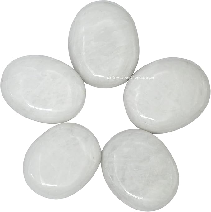 Amazing Gemstone Snow Quartz Crystals and Healing Stones - Large Palm Stone Crystals Piedra - Crystal for Good Luck, Balanced Positive Energy, Meditation - Unique Stocking Stuffers, Gifts for Women
