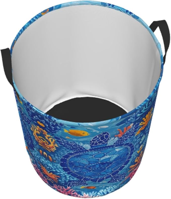 Laundry Basket Turtles Collapsible Large Capacity,63L Dirty clothes basket Durable Lightweight Hamper With Handles Ideal For Clothes,Toys Home Organization size19.6"L x 15.7"W