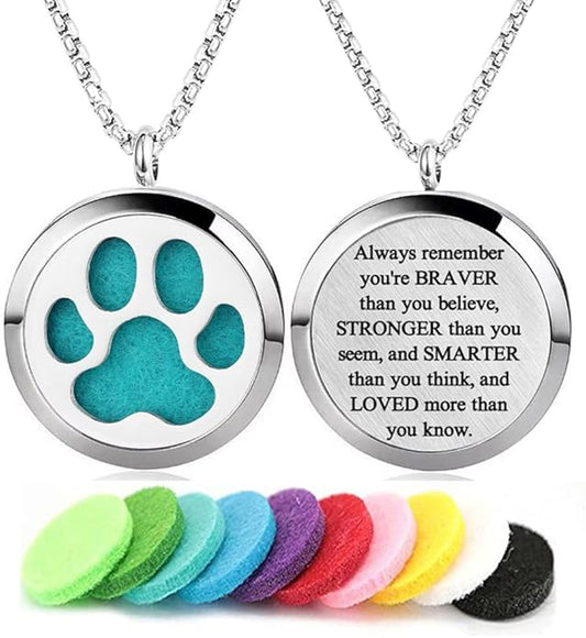 Aromatherapy Essential Oil Diffuser Necklace 316L Stainless Steel Locket Pendant with 24 Inch Chain