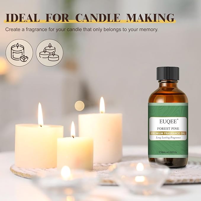 EUQEE Forest Pine Fragrance Oil Premium Fragrance Essential Oil 2.02 Fl oz with Glass Dropper for Diffusers, Soap Making, DIY Candle (60ml)