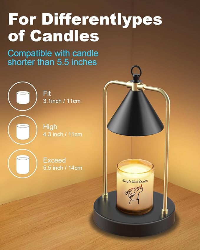 Candle Warmer Lamp with Timer-Dimmable Wax Warmer for Scented Wax Jar Candles, Electric Black Candle Lamp Warmer for Jar Candle, Mothers Day Gifts for Mom, House Warming Gifts New Home Decor Aesthetic