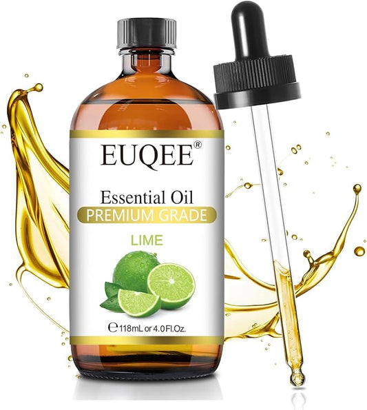 EUQEE Lime Essential Oil 4fl oz Pure Lime Oil Essential Oil with Dropper for Diffusers, DIY Soap & Bath Bombs (118 ml)