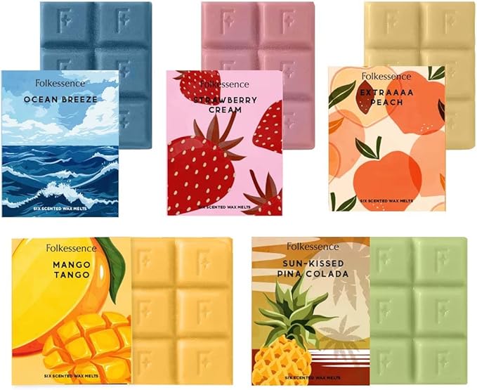 Folkulture Wax Melts or Wax Cubes | Set of 5, 30 pc Long Lasting with 5 Fragrances | Candle Warmer Wax Melts | 100% Natural Soy and Palm Scented Wax Cubes for Gifts for Her