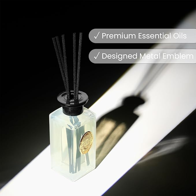 M&SENSE 6.3 oz Large Reed Diffuser Set | Jasmine Garland Scent Oil Diffuser with Sticks | Hotel Collection Non-Toxic Essential Oil |for Bedroom Bathroom Living Room