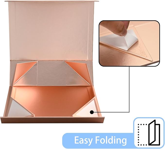 LIFELUM Gift Box for Presents 13.85'' x 8.35'' x 4.45'' Rose Gold Luxury Gift Box with Magnetic Lid Gift Boxes Contains Card, Ribbon, Shredded Paper Filler Gifts for Women (1Pcs)