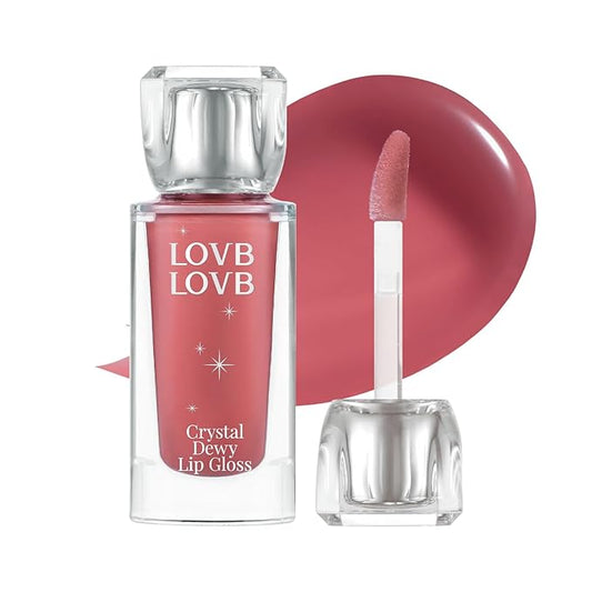 Crystal Dewy Lip Gloss | Lightweight & Non-Sticky | High-Shine & Long-Lasting | Hydrating Korean Lip Care Gloss | 0.17 oz. (02 CHARMING ROSE)