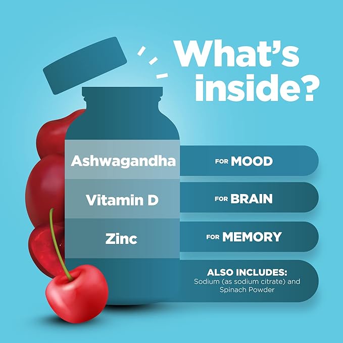 Calming Ashwagandha Gummies for Men and Women - 750mg Equivalent from 30:1 Root Extract with Zinc and Vitamin D - Tasty Adaptogen Stress Gummies for Adults for Energy & Mood Support (90 Servings)