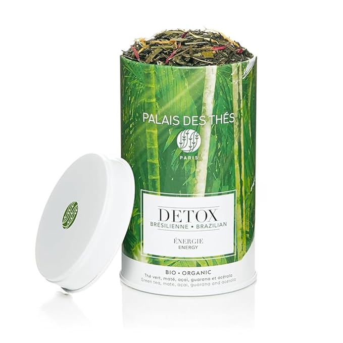 Palais des Thés - Organic Brazilian Wellness Green Tea for Energy with Matcha, Mate, Guarana, Açai, and Acerola - Premium Loose Leaf, Serves 20-25 Cups - 3.5oz Tin