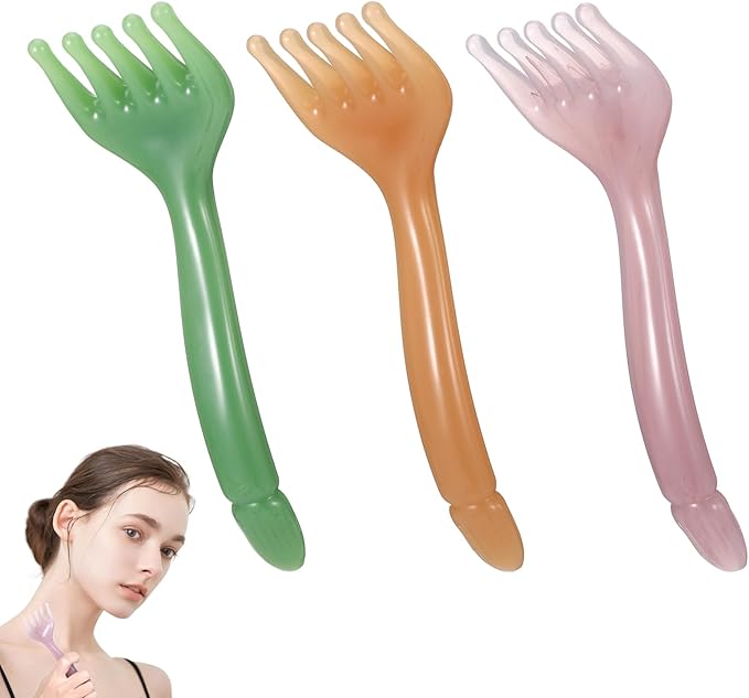 3 Pcs Head Massager Scalp Comb, Head Massager Five Claw Protable Hand Resin Comb, Guasha Tool Scalp Massager Tool Stimulator Stress Relax, Manual Hair Massager Scalp Combs Women Men Gifts