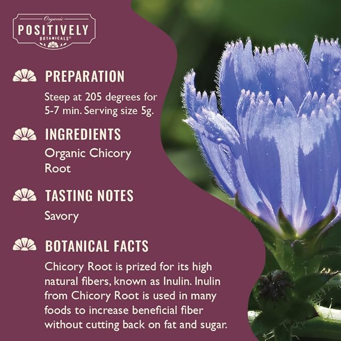 Organic Positively Botanicals Company, Chicory Root, Herbal Tea Loose Leaf Botanical, 4 Ounce