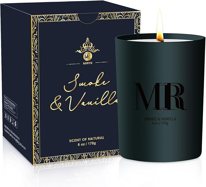 Scented Candle Gifts Set - Men Candle Set, Scented Candles for Home, Gifts for Men Aromatherapy Gift Set, Ideal for Dad Fathers Day Husband Boyfriend (Smoke & Vanilla)