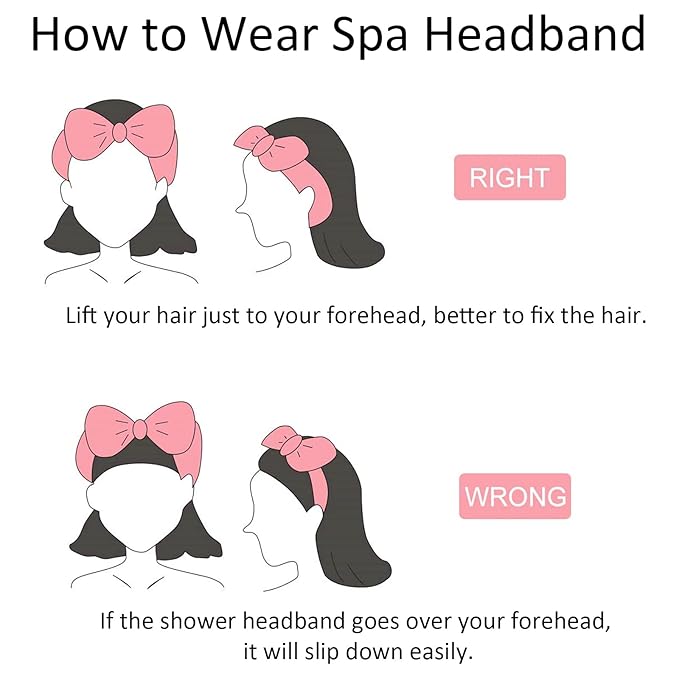 Ondder Spa Headband for Washing Face 8 Pack Dark Pink Skincare Headbands for Women Girls Terry Cloth Cute Bow Head Bands