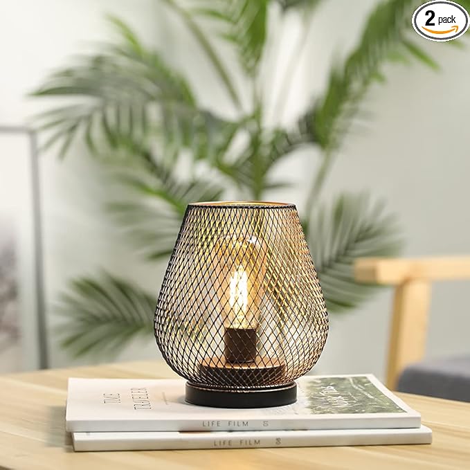 JHY DESIGN Metal Cage LED Lantern Battery Powered Cordless Accent Light with LED Great for Weddings Parties Patio Events for Indoors Outdoors